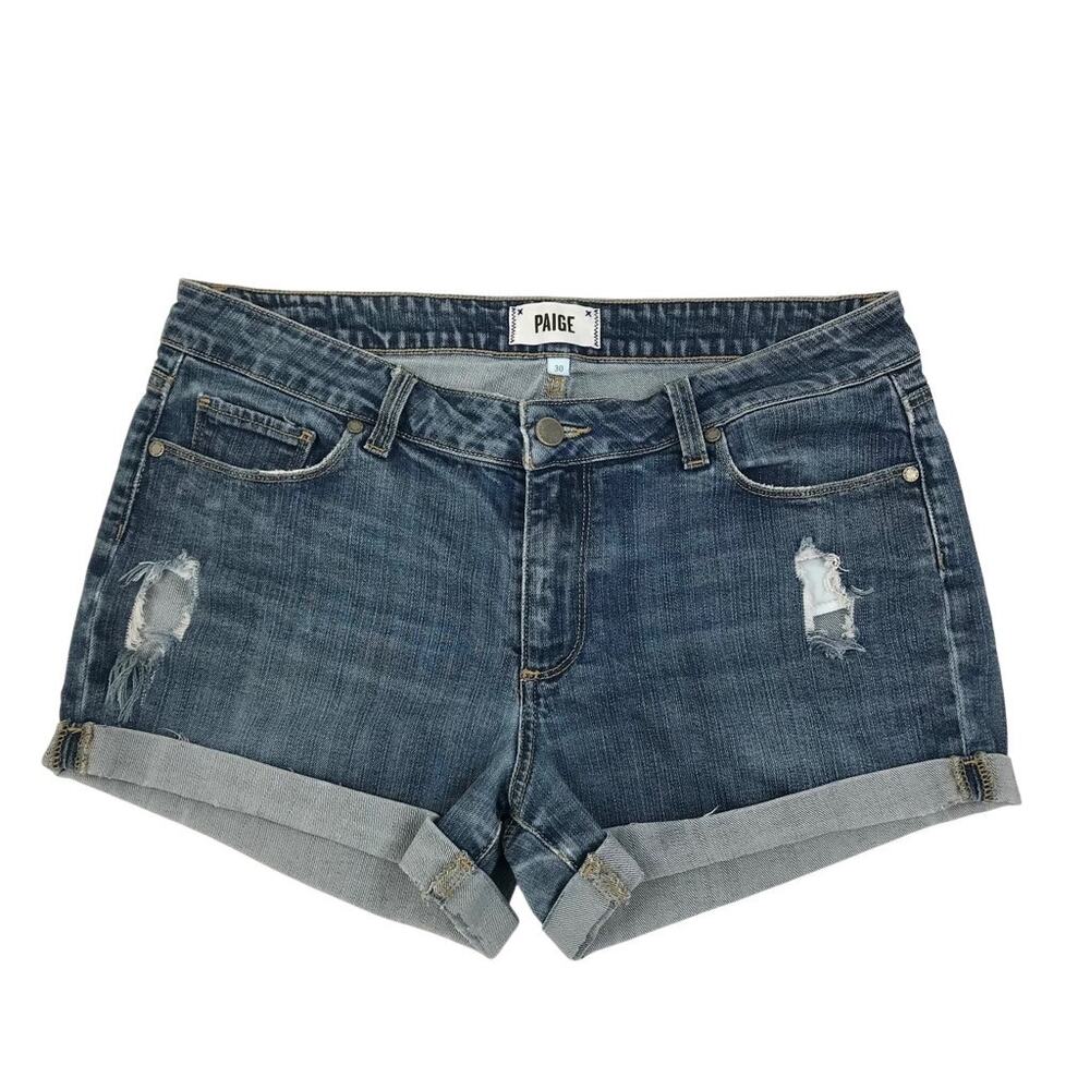 PAIGE Jimmy Jimmy Short Women 30 Blue Ripped Vacation Vibes Resort Outdoor Boho